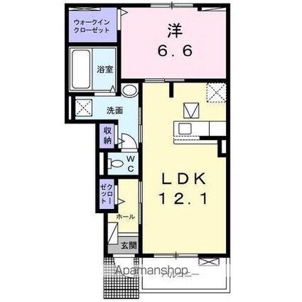 香川県高松市香西東町[1LDK/48.35m2]の間取図