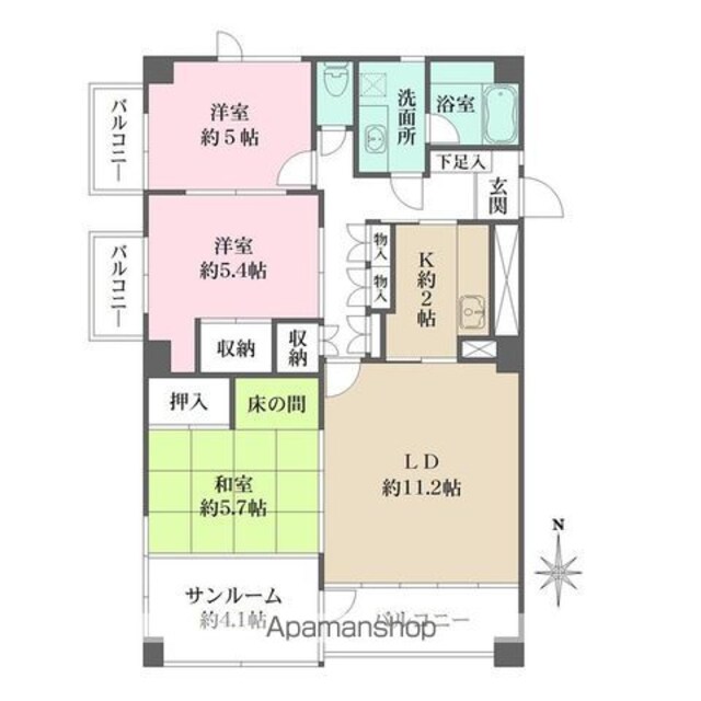ザ・パークレックス東陽町[3LDK/92.87m2]の間取図