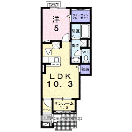 カインドハウスⅢ[1LDK/41.15m2]の間取図