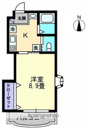 香川県高松市番町１丁目[1K/26.71m2]の間取図