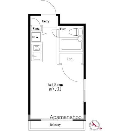 東京都中野区南台４丁目[1R/16m2]の間取図