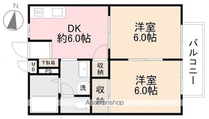 フォブール柳生[2DK/41.25m2]の間取図