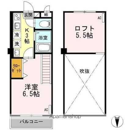 イーストビューヤサカ[1K/24.4m2]の間取図