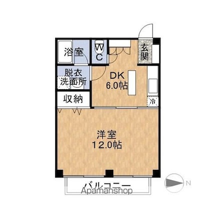 メゾンソレイユ[1DK/43.64m2]の間取図
