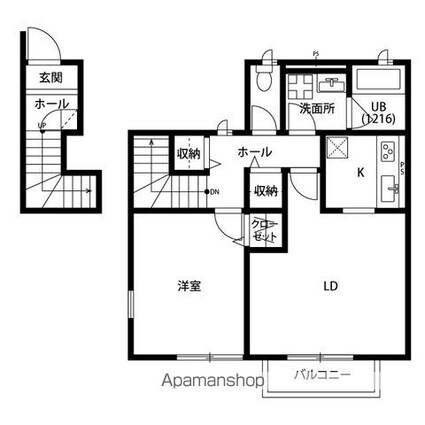 アスピリア　槙[1LDK/49.56m2]の間取図