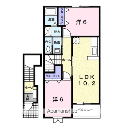 古城チェロ[2LDK/57.02m2]の間取図