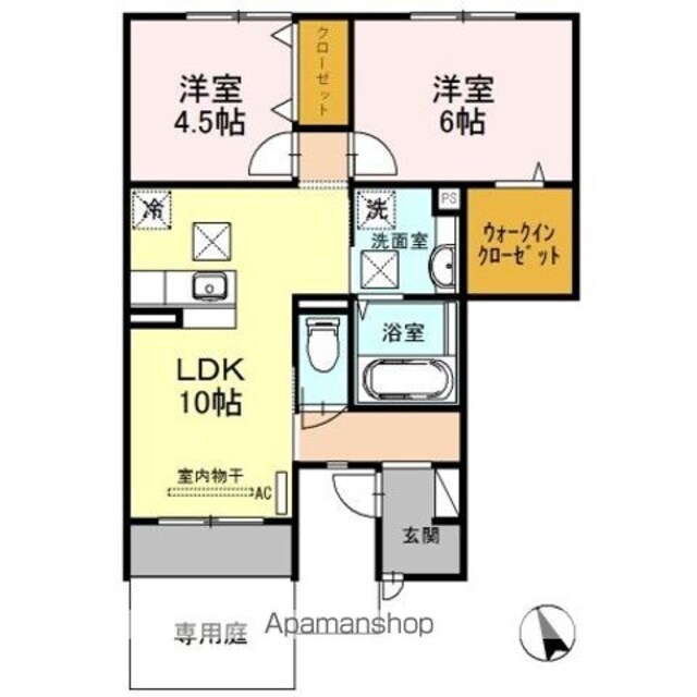 和歌山県和歌山市楠見中[2LDK/53.65m2]の間取図