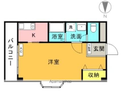 プレアール三番町[1K/28.5m2]の間取図
