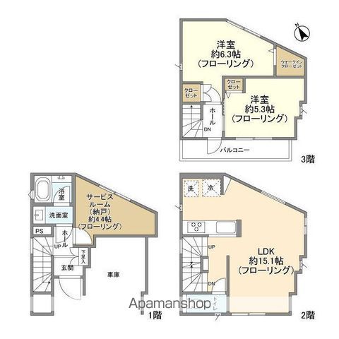 東京地下鉄千代田線 町屋駅 徒歩13分 3階建 築5年の間取り写真