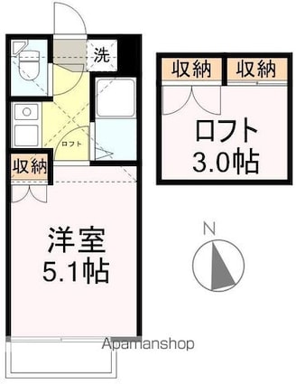 アップルハウス旭ヶ丘１[1K/16.75m2]の間取図