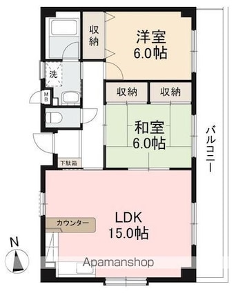 ウッドネスト太田Ⅱ[2LDK/65.25m2]の間取図
