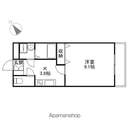 グランチェスタホンダ[1K/29.7m2]の間取図