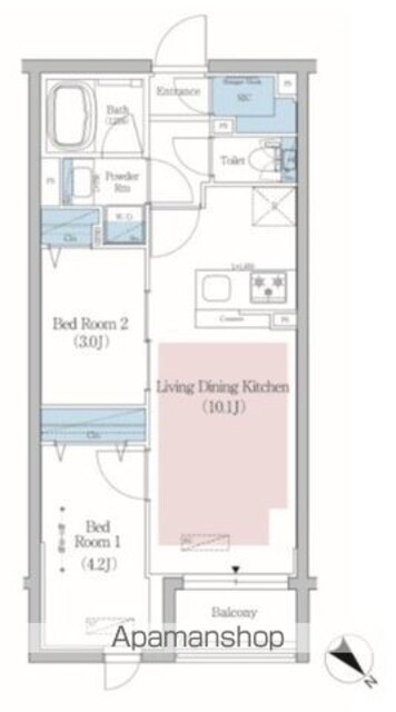 アーバネックス文京小石川[2LDK/40.04m2]の間取図