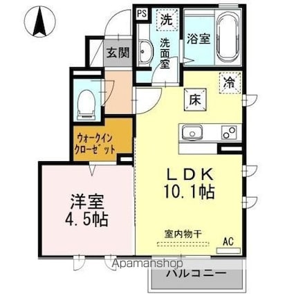 ラフィーネＶＩＩ[1LDK/37.41m2]の間取図