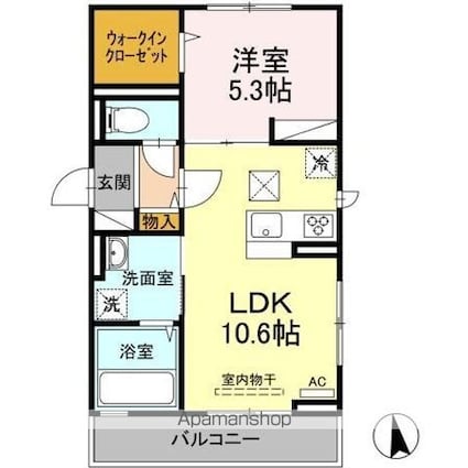 カトレアⅤ[1LDK/41.67m2]の間取図