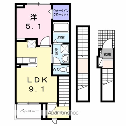 「仮称」伊在１丁目アパート[1LDK/42.2m2]の間取図