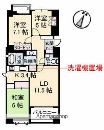 ヴィラシオン古江東[3LDK/78.75m2]の間取図