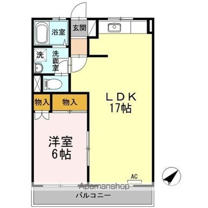 ソレイアード[1LDK/50.23m2]の間取図