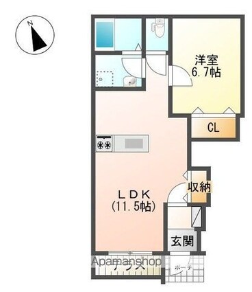 ケーニヒスクローネ[1LDK/44.62m2]の間取図