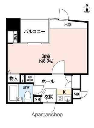 ラウムズ富士見町[1K/22.63m2]の間取図