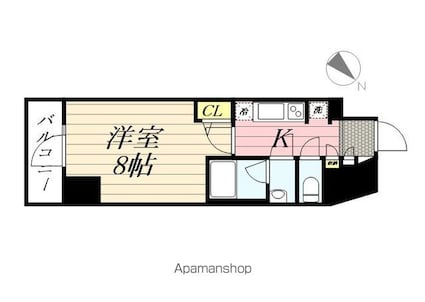 ＧＲＡＮＰＡＳＥＯ麻布十番[1K/26.27m2]の間取図