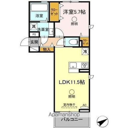 ラニーラグーンＥＸＥ[1LDK/42.93m2]の間取図