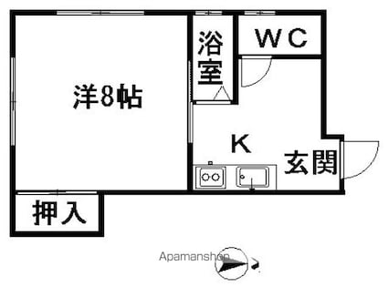 長野県長野市稲田２丁目[1K/24m2]の間取図
