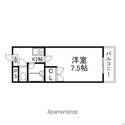 マリーブ１８２０[1K/22.75m2]の間取図