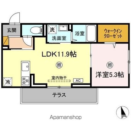 サンライズガーデンさくら[1LDK/41.85m2]の間取図