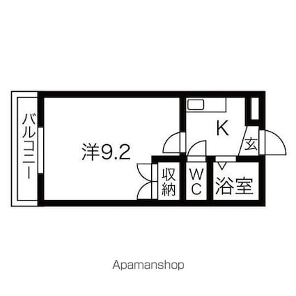 メイツ北山[1K/22.2m2]の間取図