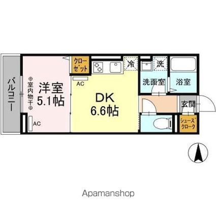 グラナーデ高野台[1DK/30.03m2]の間取図