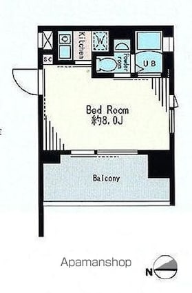 レジディア市谷薬王寺[1K/19.67m2]の間取図