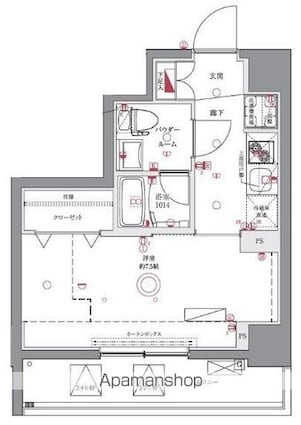 ユリカロゼＡＺ亀戸Ⅱ[1K/26.21m2]の間取図