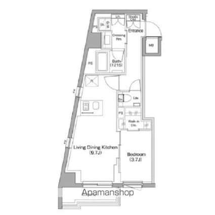 ザ・パークハビオ中野新橋[1LDK/37.18m2]の間取図
