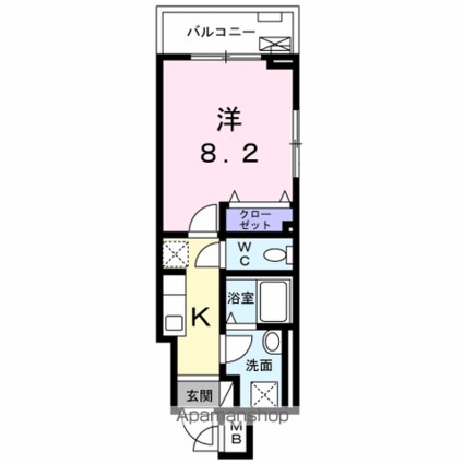 グラスハーモニー[1K/28.65m2]の間取図
