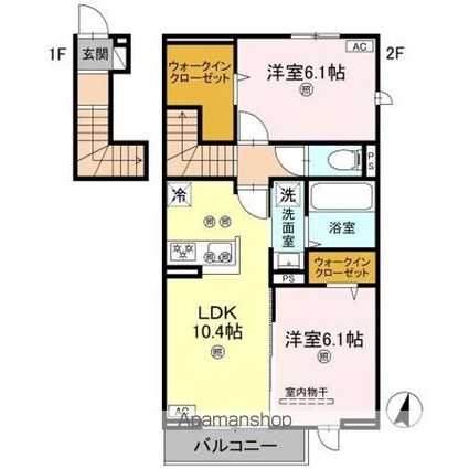 フォーゲルセレーノ　Ａ棟[2LDK/59.87m2]の間取図