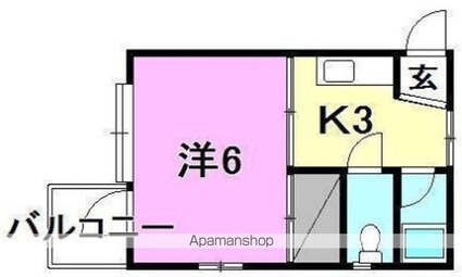 カンパニュラ北代　[1K/20.85m2]の間取図