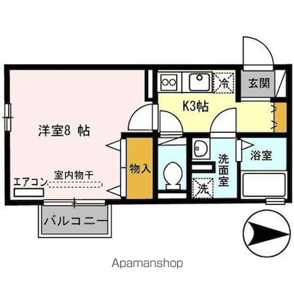 リヤフィールド　Ｂ[1K/28.49m2]の間取図