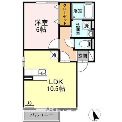 プロムナード・Ｕ　Ｂ棟[1LDK/40.43m2]の間取図