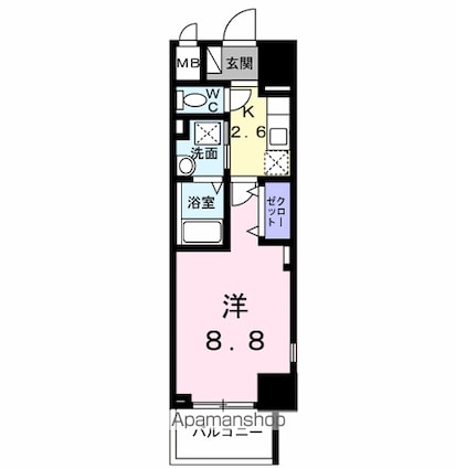 Ｂｒｉｇｈｔ　Ｇａｔｅ　名古屋[1K/28.54m2]の間取図