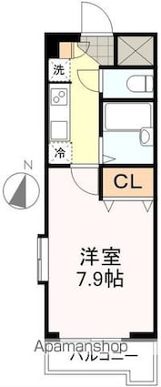 サンヴァーリオ小松島[1K/24.75m2]の間取図