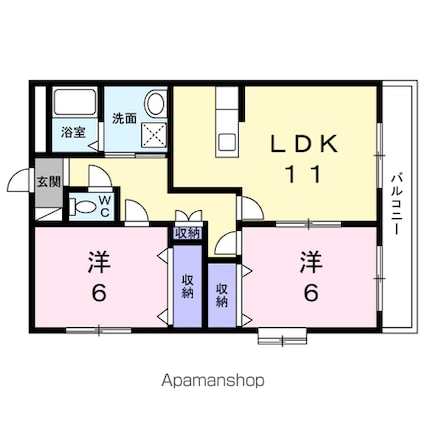 ルミエール伴丈木[2LDK/57.66m2]の間取図