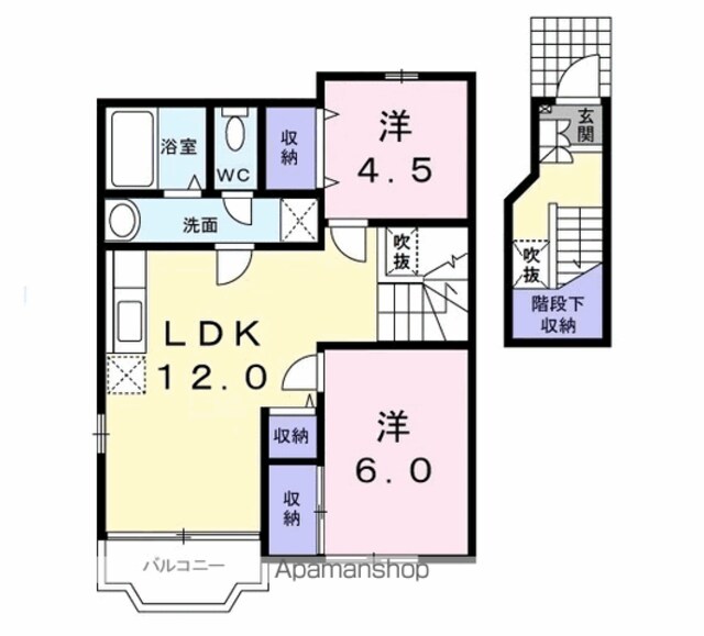シャーロットタウン２[2LDK/58.53m2]の間取図