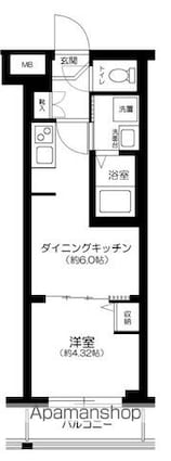 ハーモニーレジデンス新宿四谷[1DK/25.52m2]の間取図