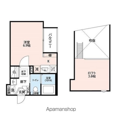 エクセラン東立石[1K/18.57m2]の間取図