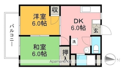 ハイツ欅[2DK/40.3m2]の間取図