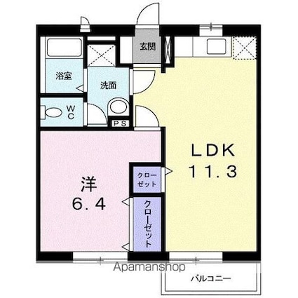 プロス・ペリティＣ[1LDK/42.23m2]の間取図