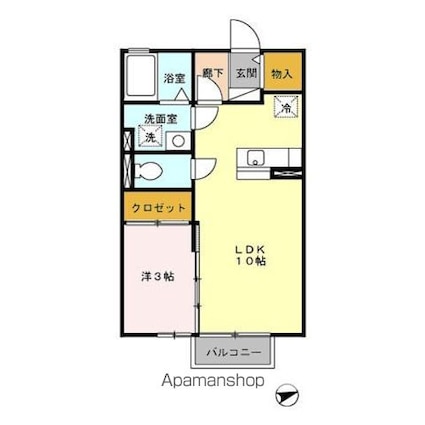 プランタンコリーヌⅡ[1LDK/33.39m2]の間取図