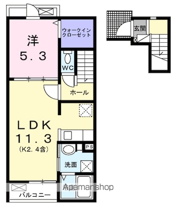 アルドーレ[1LDK/43.47m2]の間取図