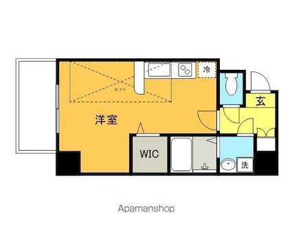 広島県広島市中区小網町[1K/25.4m2]の間取図